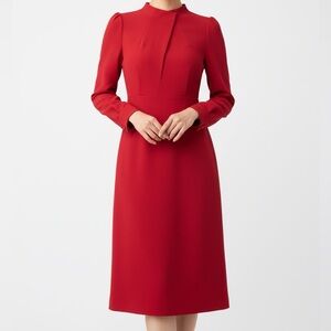 Classy red midi long sleeve dress